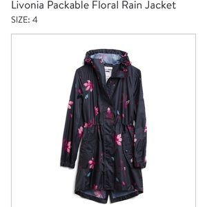 Joules Black Floral Rain Jacket